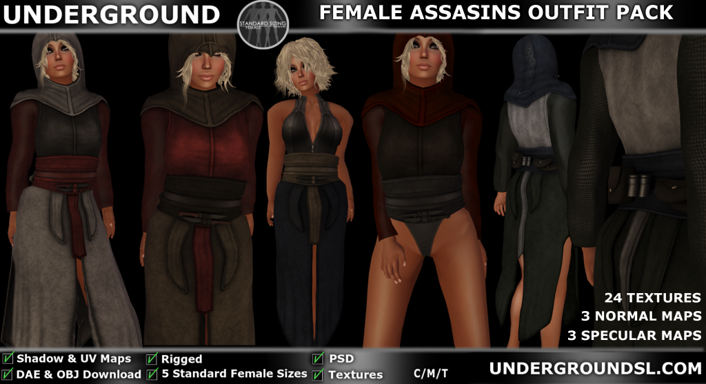 UG MESH FEMALE ASSASSINS OUTFIT PACK PIC