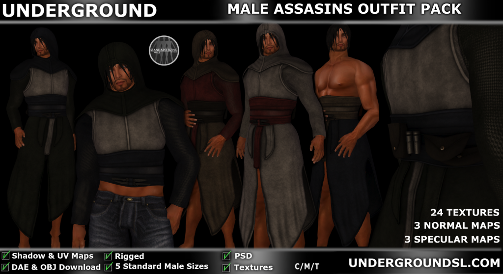 UG MESH MALE ASSASSINS OUTFIT PACK PIC