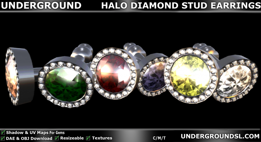 UG MESH HALO DIAMOND STUD EARRINGS PIC
